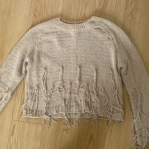 Tan sweater with tassels / fringe